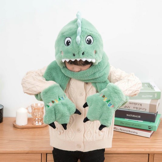 Warm Dinosaur Hat And Scarf Suit