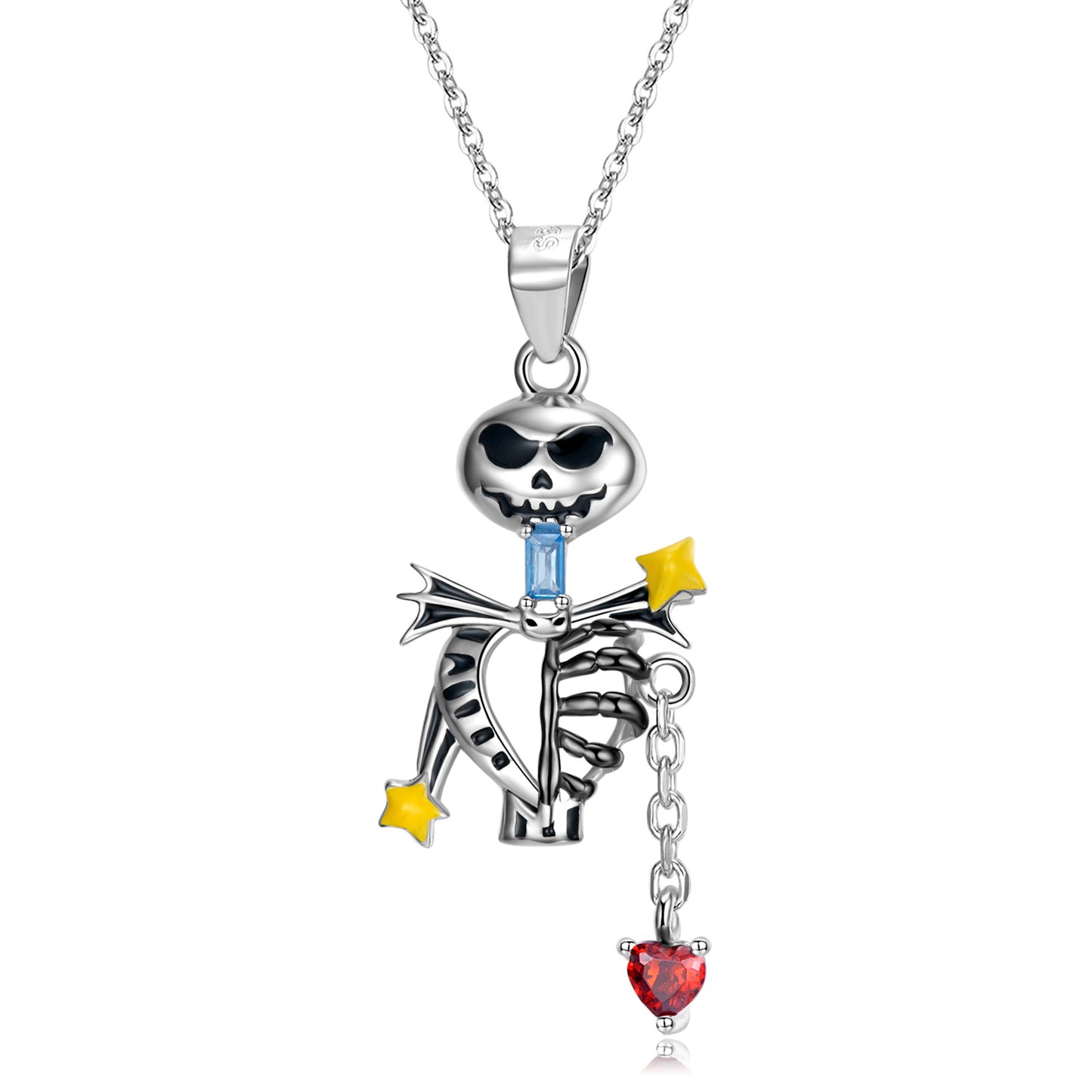 Women's Niche Personality Sterling Silver Skull Bone Pendant Necklace