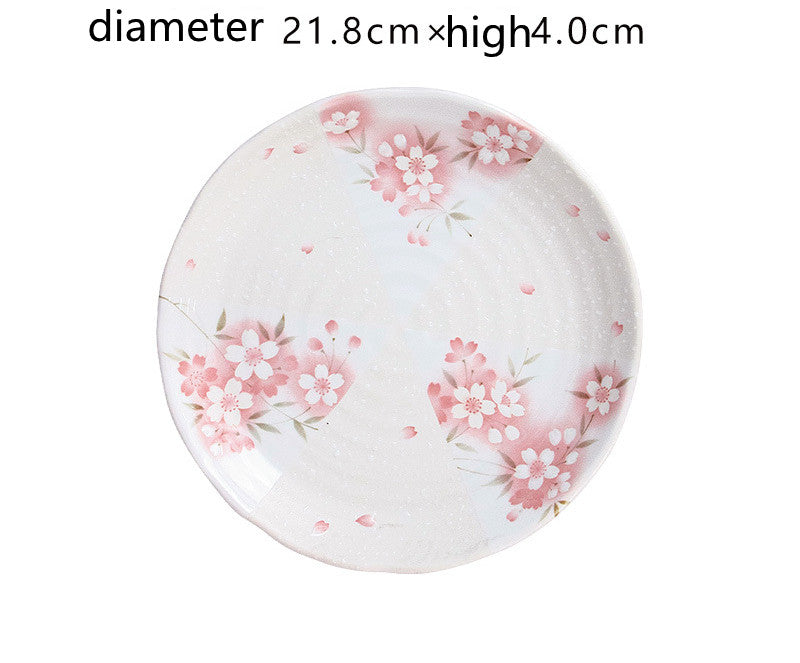 Mino-yaki Japan imported cherry blossom ceramic tableware rice bowl household Japanese dishes plate steamed fish soup plate