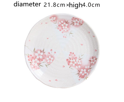 Mino-yaki Japan imported cherry blossom ceramic tableware rice bowl household Japanese dishes plate steamed fish soup plate