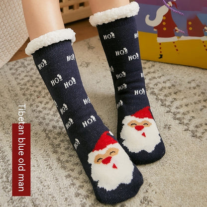 Winter Warm Non-slip Mid-calf Home Fleece-lined Thickened Room Socks Coral Fleece Sleeping