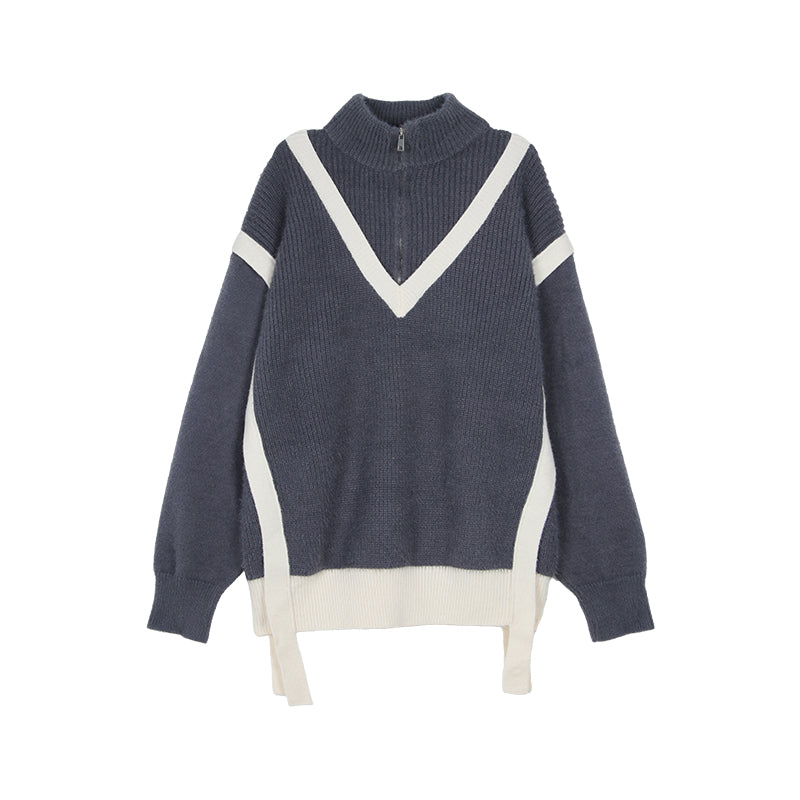 Collar Polo Shirt Men's Loose Winter Color Mohair Knitted Sweater