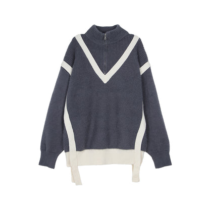 Collar Polo Shirt Men's Loose Winter Color Mohair Knitted Sweater