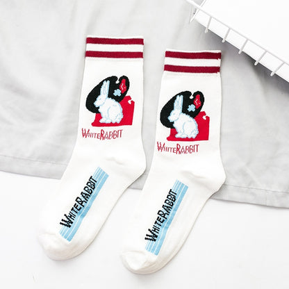 Socks Trendy Tube White Rabbit High-top Cotton Socks