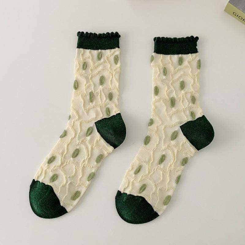 Retro Japanese Tube Socks Women's Flower Relief Three-dimensional