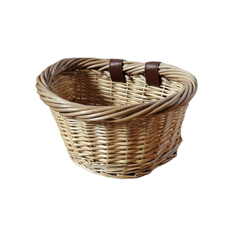 Wicker Basket Rattan Bicycle Basket Oval Children's Basket Wicker Basket