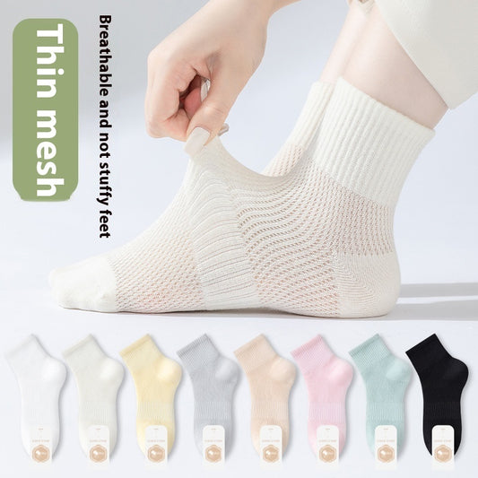 Pure Cotton Summer Antibacterial Breathable Mid-calf Socks Tight