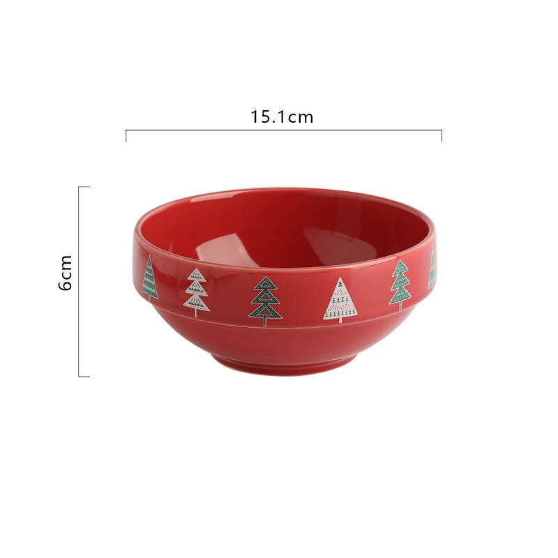 Christmas Ceramic  And Dish Set For Household Soup Bowl And Rice