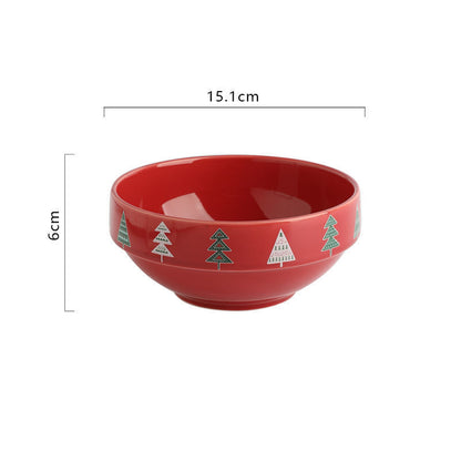 Christmas Ceramic  And Dish Set For Household Soup Bowl And Rice