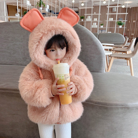 Thickened Little Girl Hooded Children's Jacket