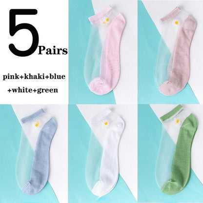 Women's Low-cut Liners Transparent Spun Glass Thin Socks