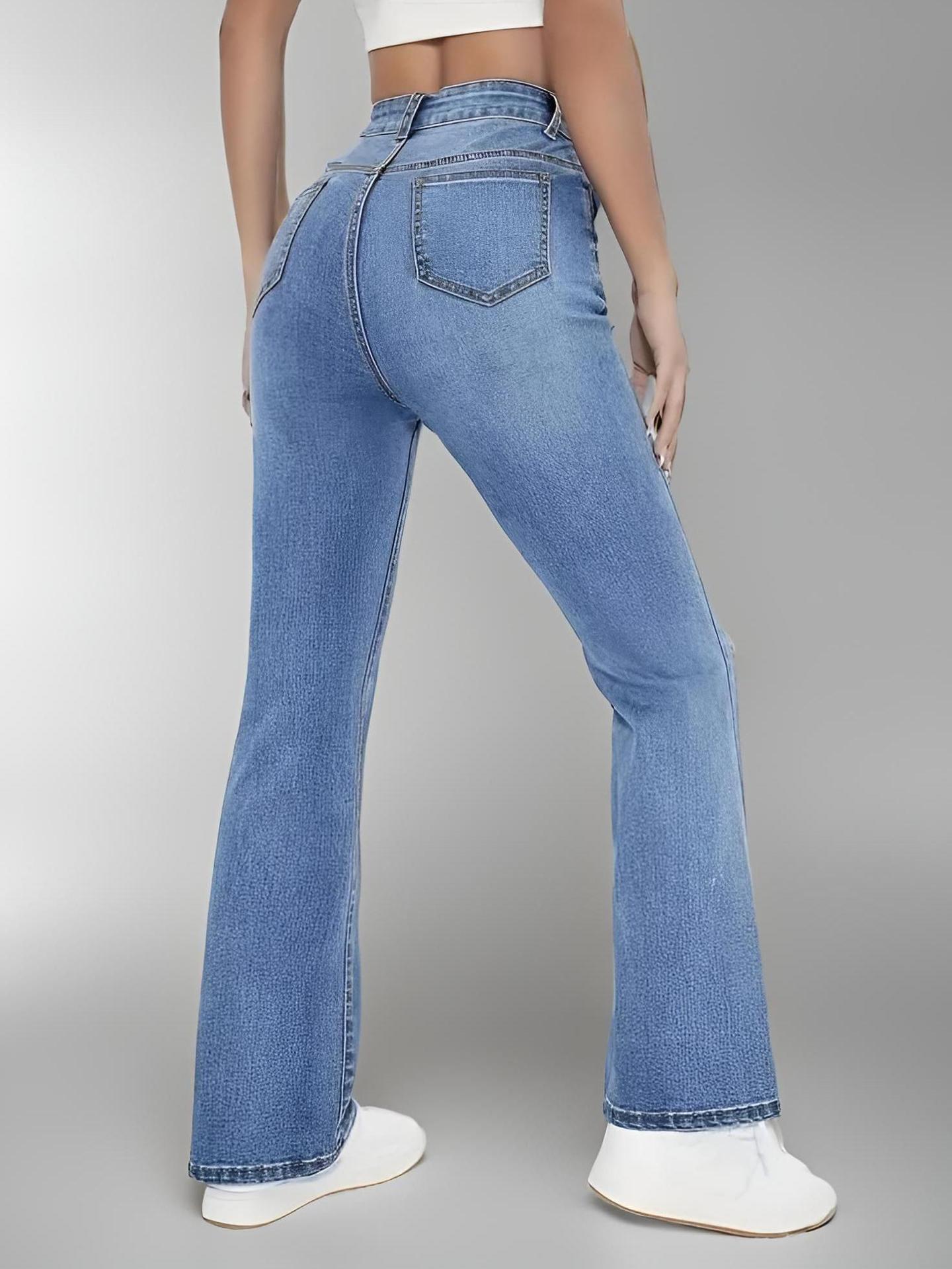 Women's High Waist Straight Slim Fit All-match Stretch Jeans