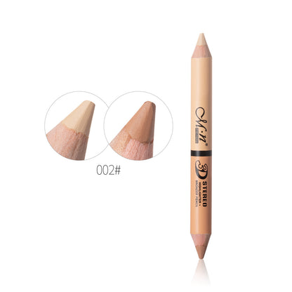 Double-headed Concealer Pen Highlighter Pen One Stroke Dual-use Soft Waterproof Brighten Facial Contour Color Peelable Makeup