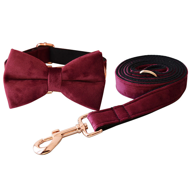 Velvet Dog Collar Double Microfiber Bowknot Pet Products