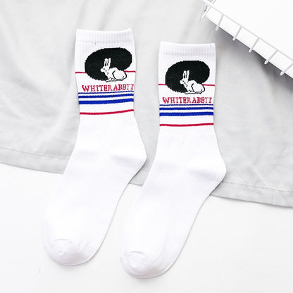 Socks Trendy Tube White Rabbit High-top Cotton Socks