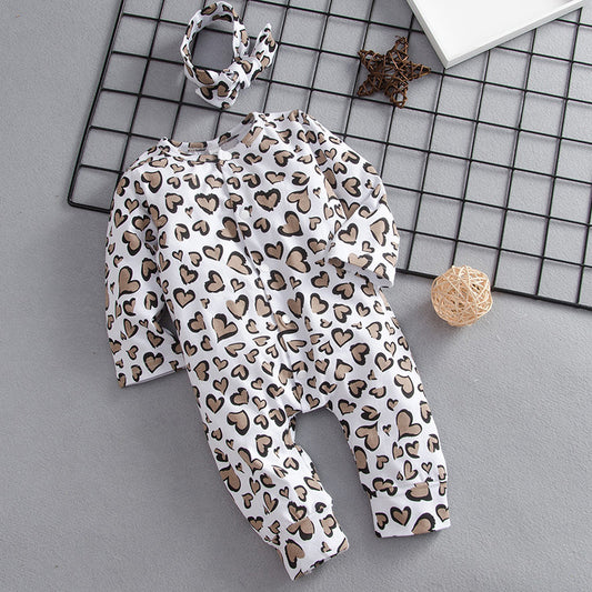 Baby Kids' Rompers Leopard Print Trendy Long Sleeve Rompers