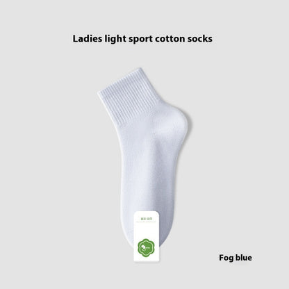 Summer Thin Women's Pure Cotton Deodorant Sweat Absorbing Sports Anti-Pilling Boneless Tube Socks