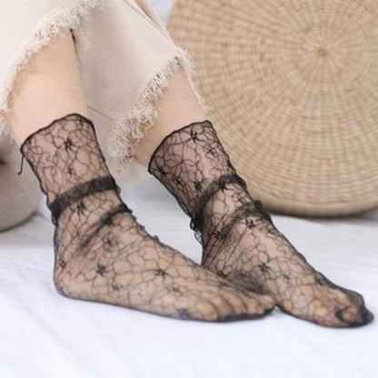 Thin Mid-calf Transparent Net Women's Breathable Lace Socks