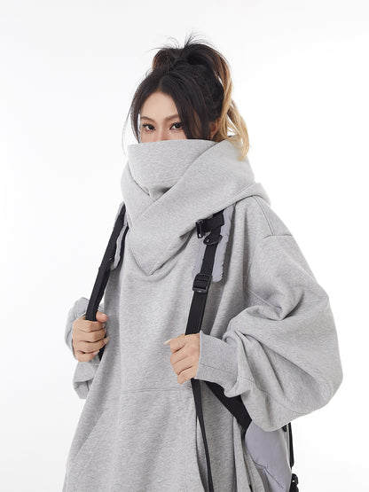 Functional Style Coat High Neck Hooded Sweater