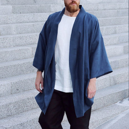 Casual Linen Blue Loose Fitting