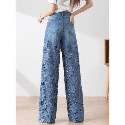 Women's Stitching High Waist Wide Leg Pants