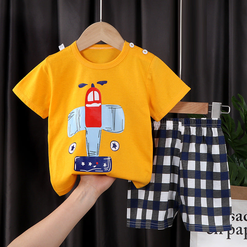 Two-piece Cotton T-shirt With Short Sleeves For Boys And Girls