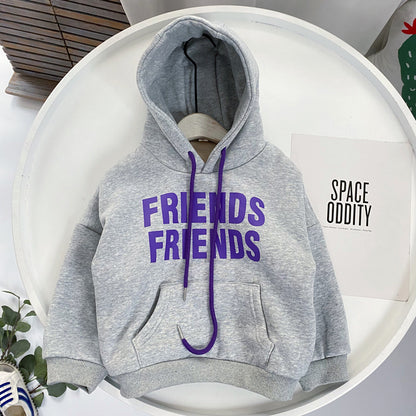 Children's Winter Color Letters Padded Hooded Sweater