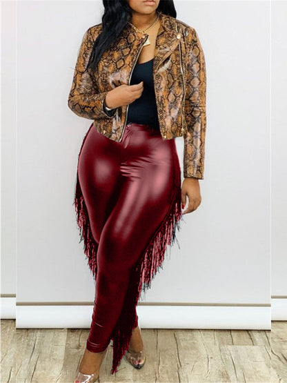 Tassel Wrap Buttocks 9 Inch Large Leather Pants