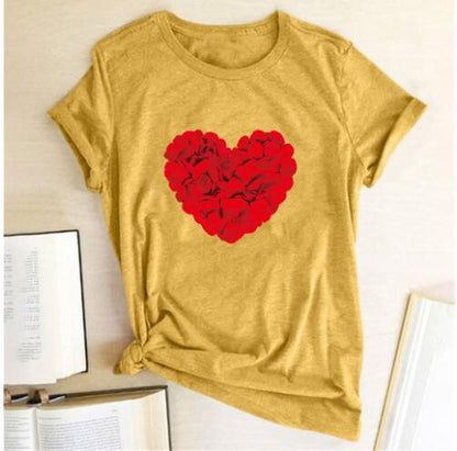 Valentine's Day Romantic Couple Love Rose Short Sleeve