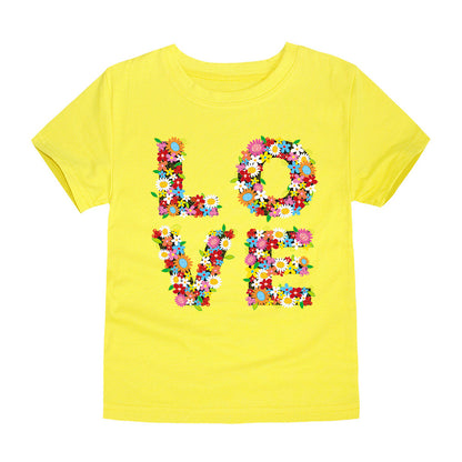 Children's Clothing Cartoon Knitted Heat Press Round Neck T-shirt