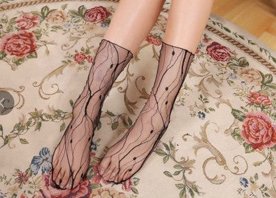 Thin Mid-calf Transparent Net Women's Breathable Lace Socks