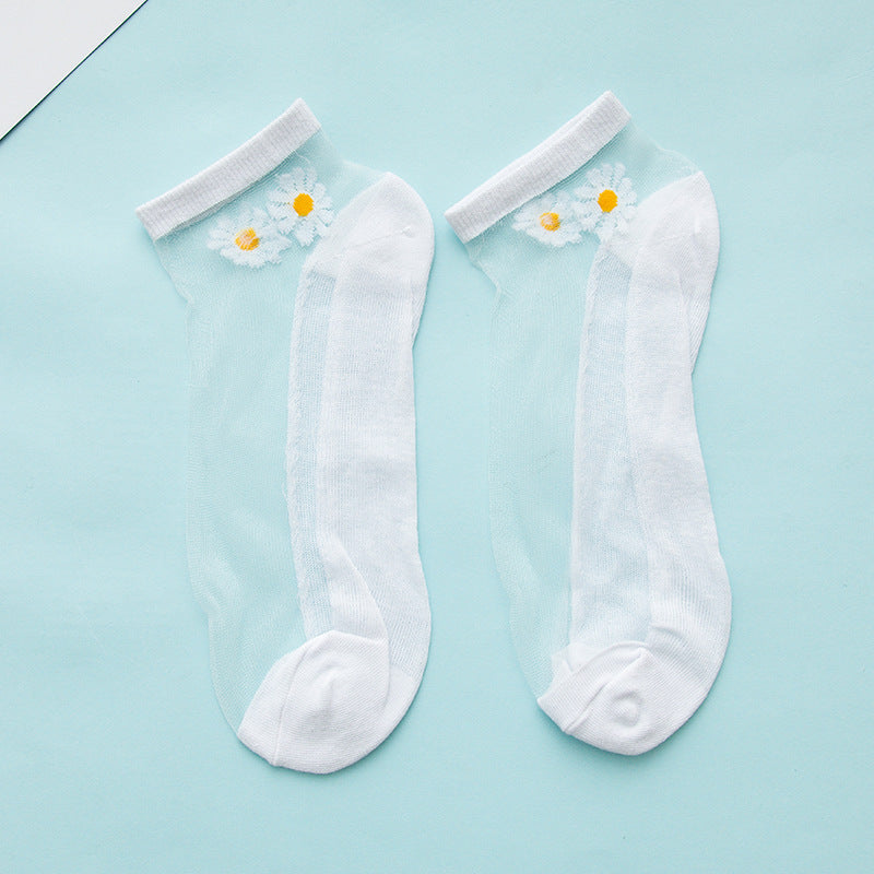 Women's Low-cut Liners Transparent Spun Glass Thin Socks