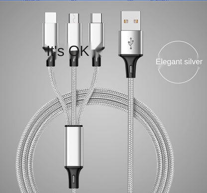 Three-head Mini Braided Three-in-one Data Cable