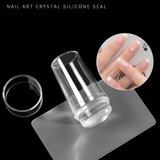 2.8cm Covered Nail Art Printing French Nail Seal Tool With Scraper