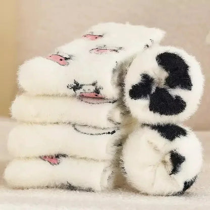 Women's Cow Spot Warm Floor Socks