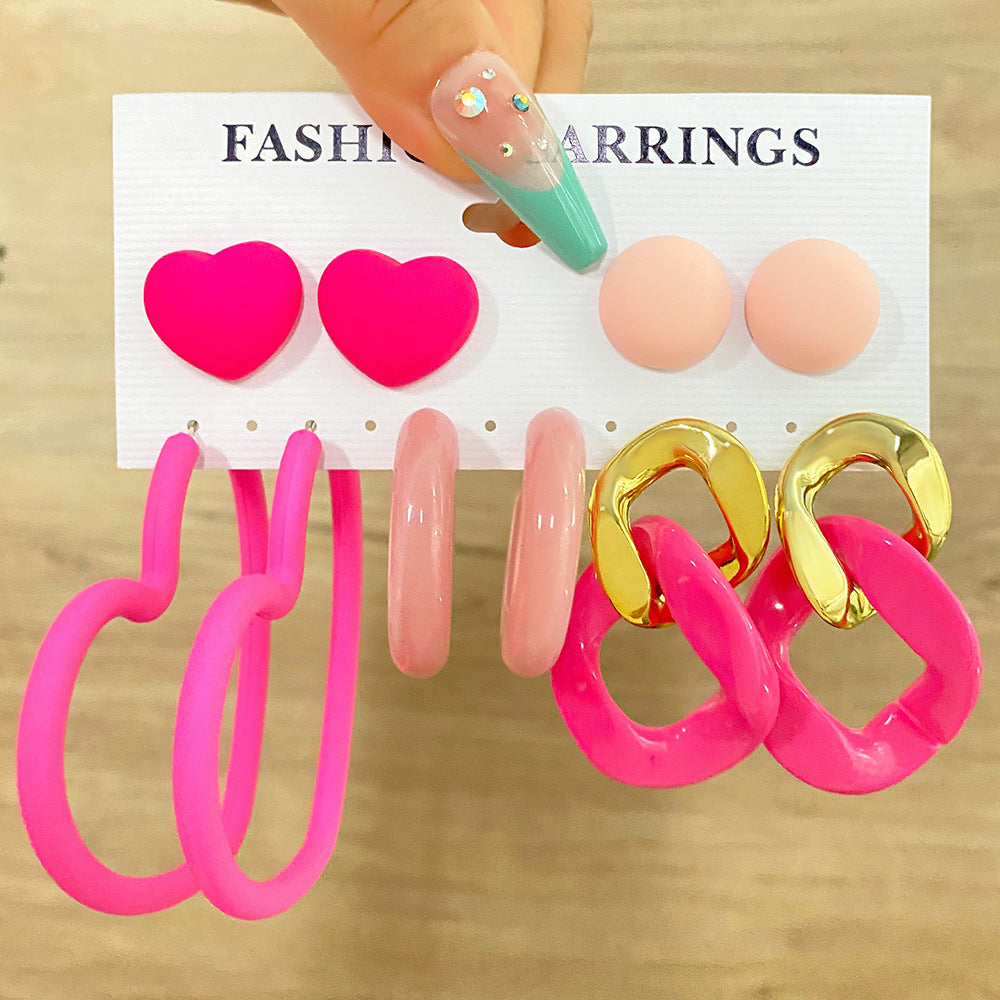 Women's Exaggerated Resin Ring Earrings