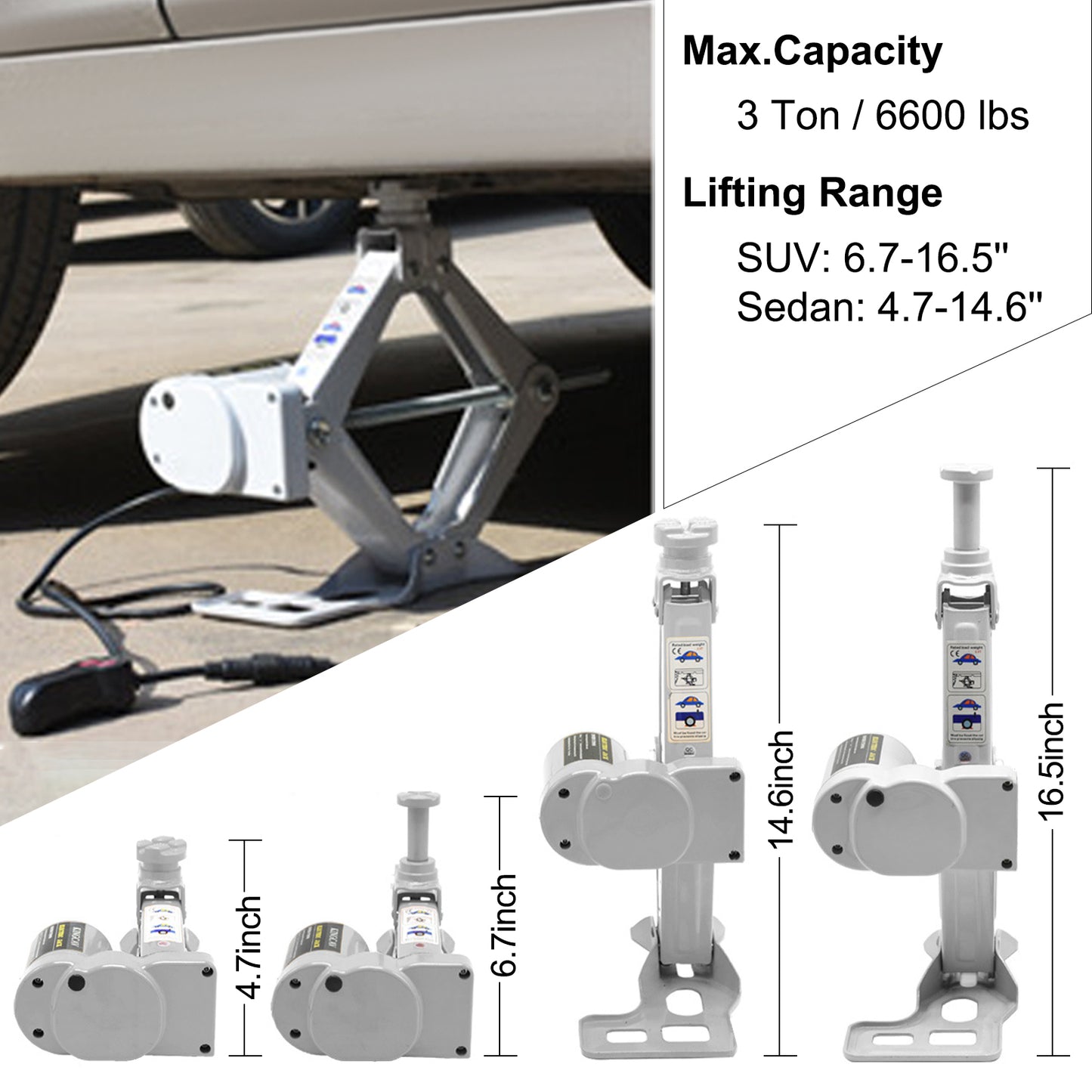 VEVOR 3 Ton Electric Car Jack Lifting Set DC 12V Car Scissor Floor Jack Kit + Impact Wrench + Air Pump SUV Auto Car Repair Tools