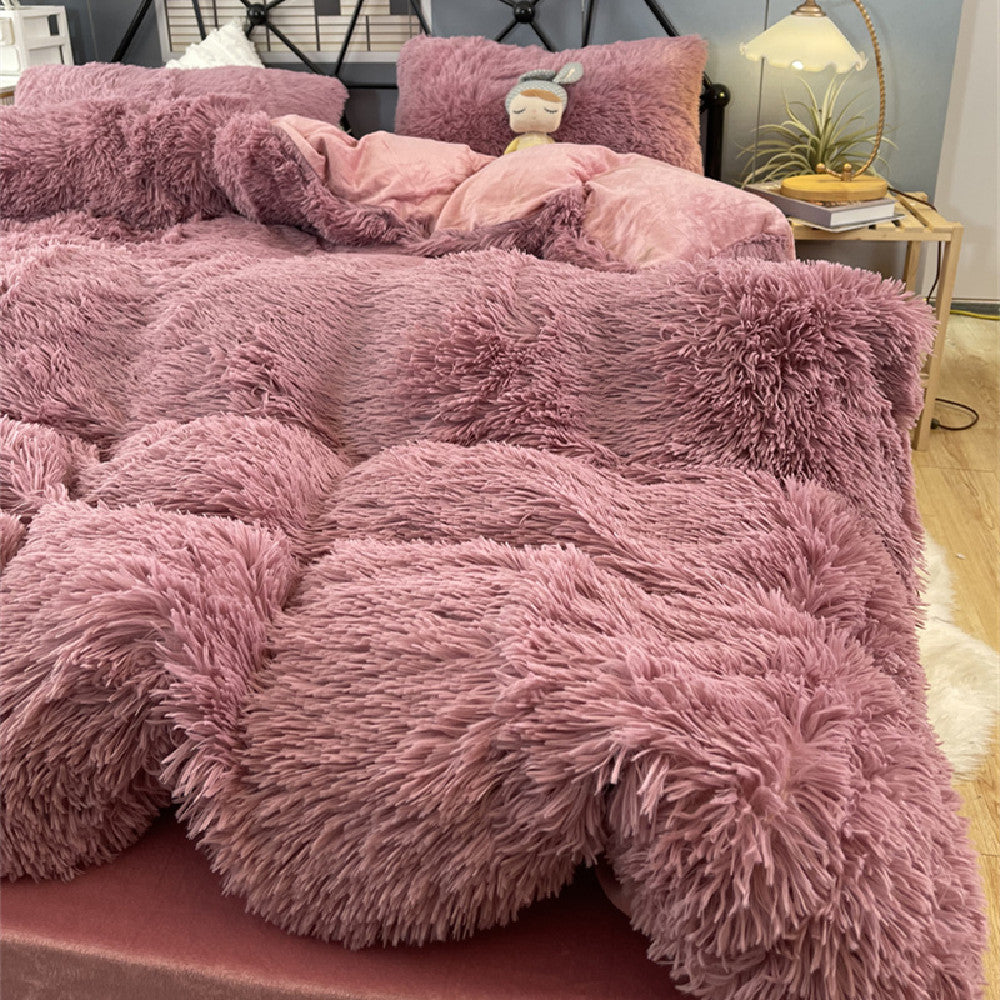 Winter Thickened Mink Velvet Bed Four Piece Set