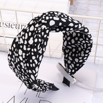 Leopard Print Black And White Nod Hoop Crossover Headband