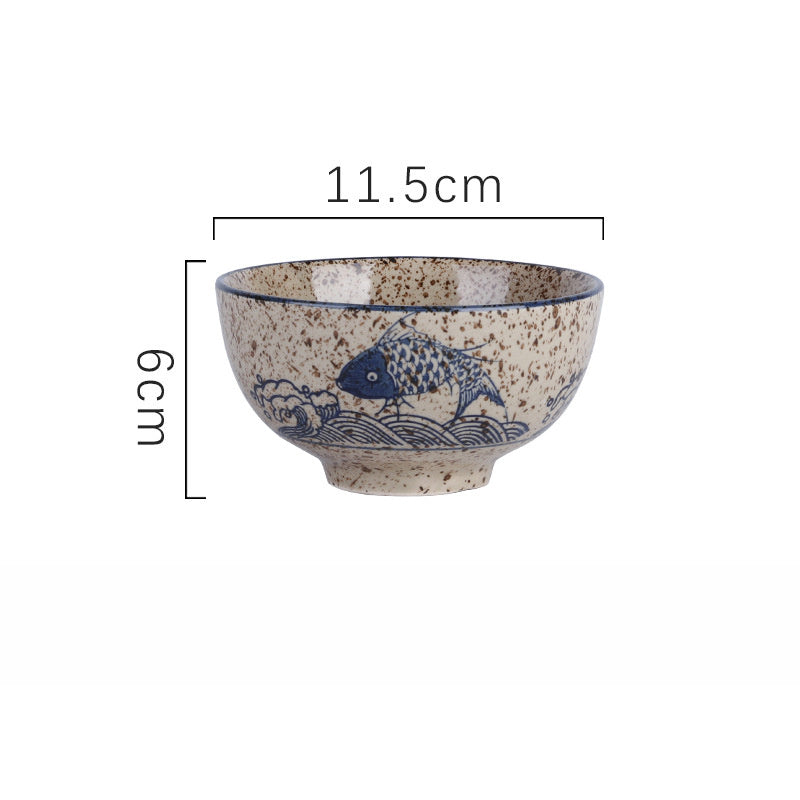 Household Underglaze Hand Painted Ceramic Rice Bowl