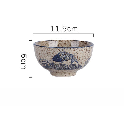 Household Underglaze Hand Painted Ceramic Rice Bowl