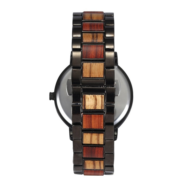 Waterproof Steel Chamber Wood Business Quartz Watch