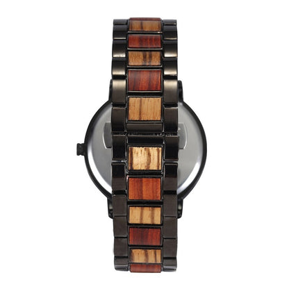 Waterproof Steel Chamber Wood Business Quartz Watch