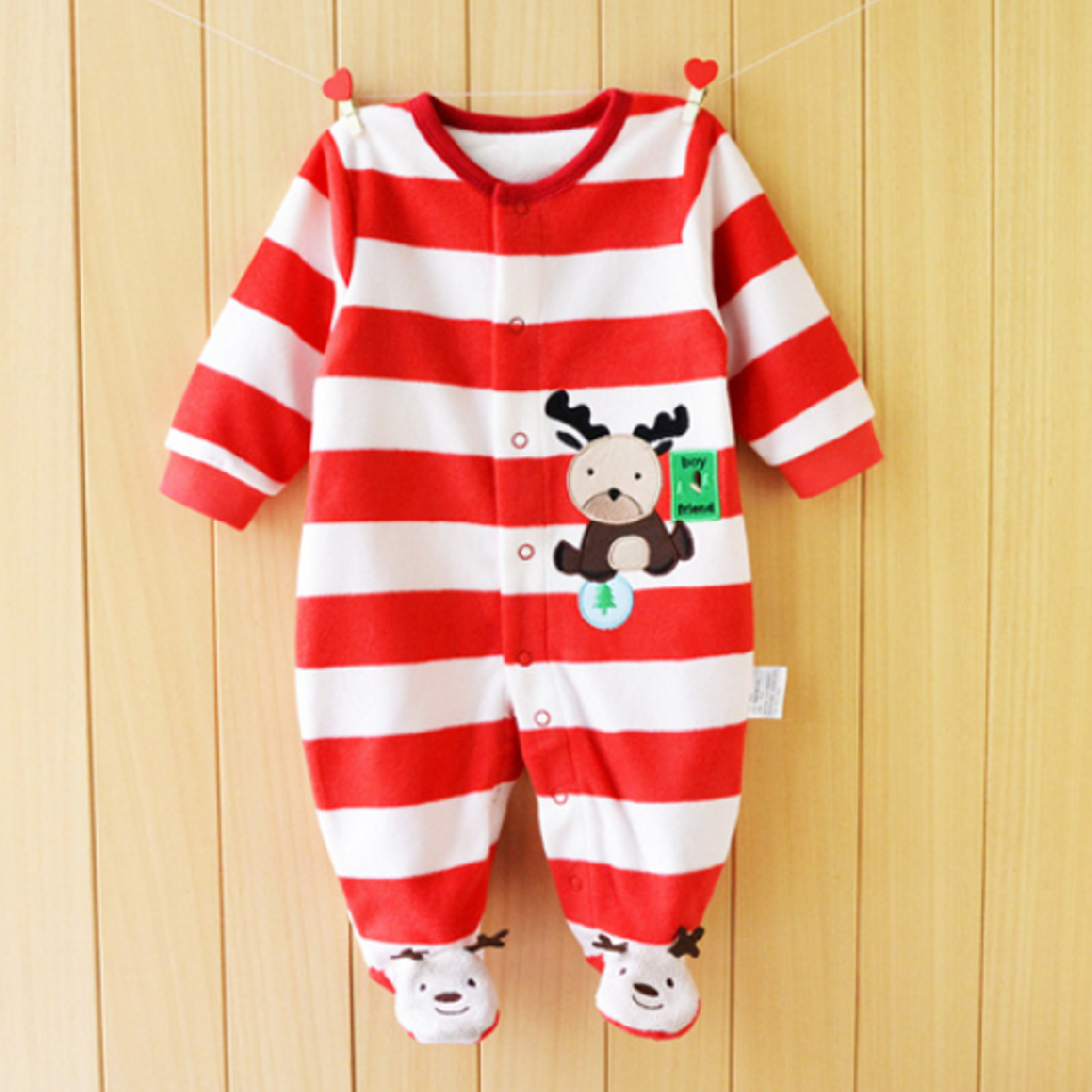 Baby Foot-wrapped Long-sleeved Printed One-piece Romper