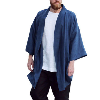 Casual Linen Blue Loose Fitting