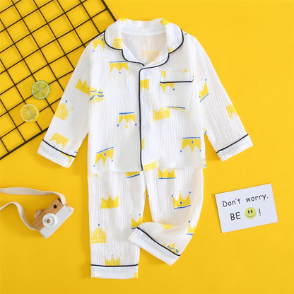 Children's Double-layer Cotton Gauze Pyjamas Homewear Set