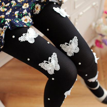 Women's Sweet Embroidery Butterfly Lace Pantyhose