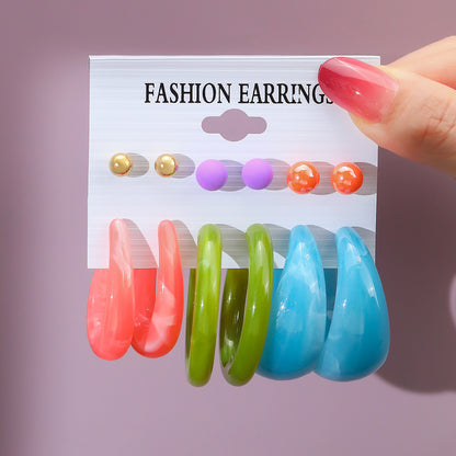 Women's Exaggerated Resin Ring Earrings