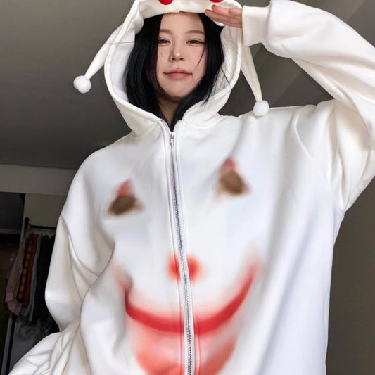 Women's Joker White Loose Sweater