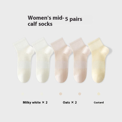 Pure Cotton Summer Antibacterial Breathable Mid-calf Socks Tight